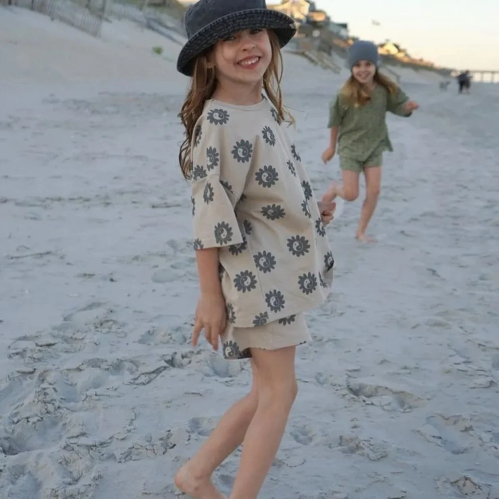 Kids Beige Floral Matching Set - Picture 1 of 5